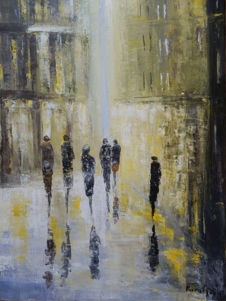 Original Abstract Cities Painting by Maria Karalyos