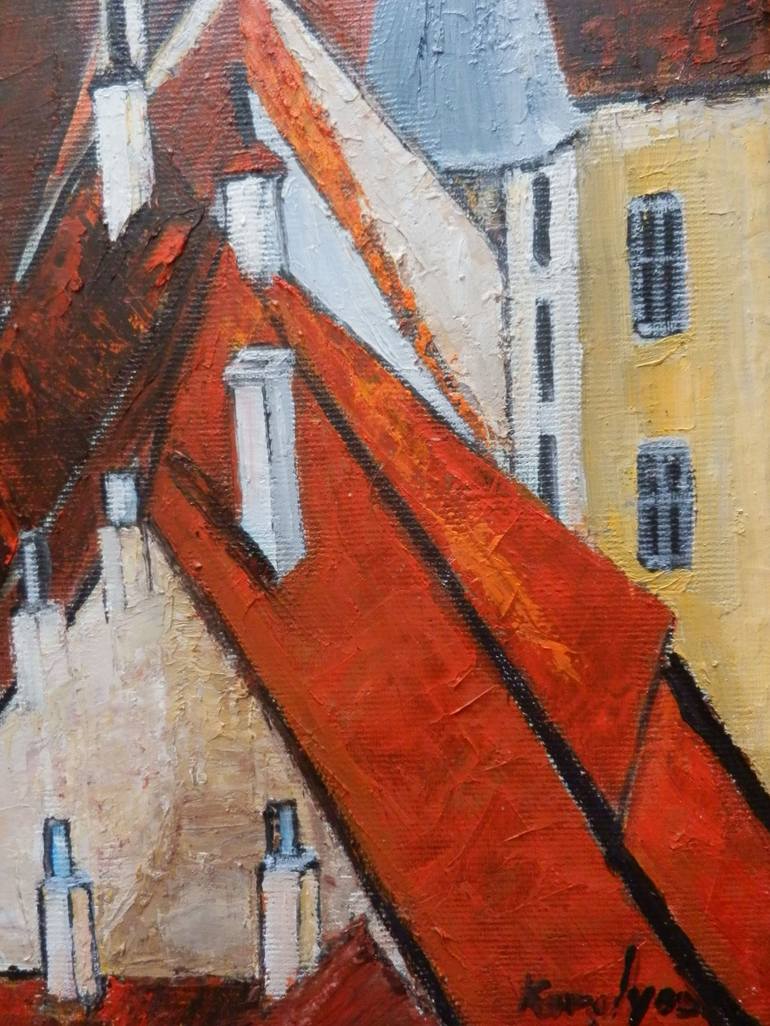 Original Impressionism Architecture Painting by Maria Karalyos