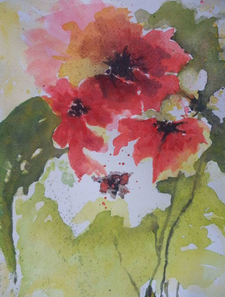 Original Floral Painting by Maria Karalyos