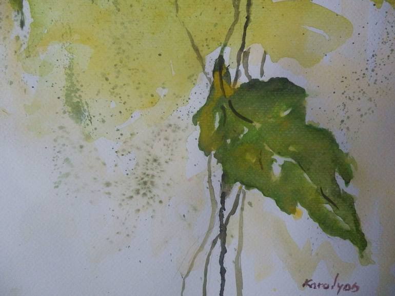 Original Abstract Expressionism Floral Painting by Maria Karalyos