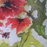Red and white flowers painted on paper using watercolors.