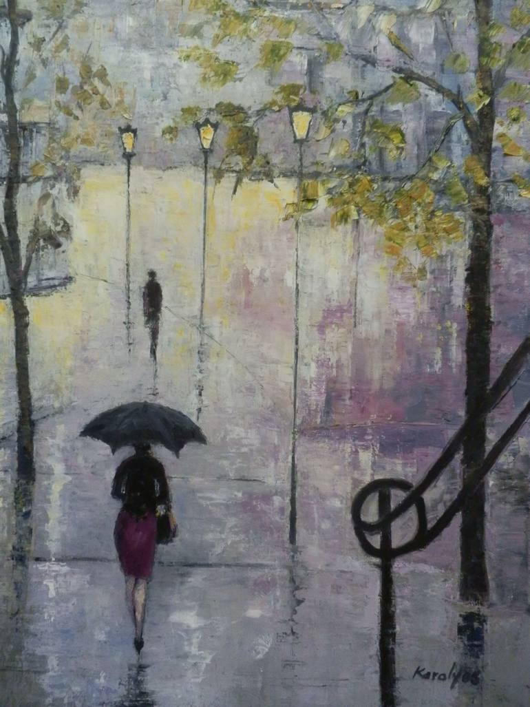 Original Figurative Cities Painting by Maria Karalyos