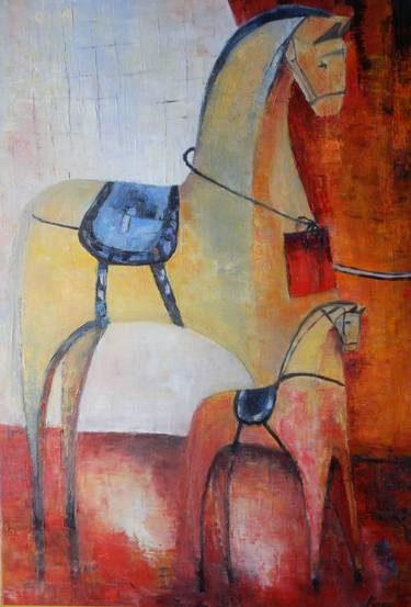 Original Impressionism Horse Paintings by Maria Karalyos