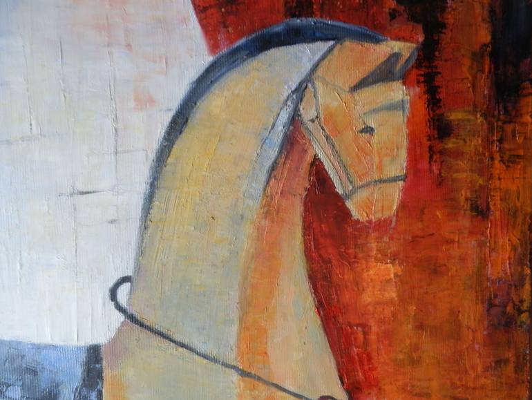 Original Impressionism Horse Painting by Maria Karalyos