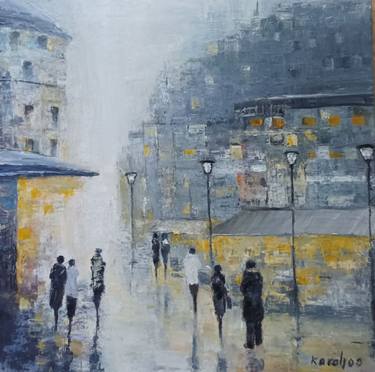 Original Abstract Cities Paintings by Maria Karalyos