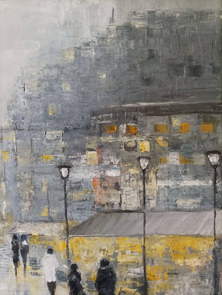 Original Abstract Cities Painting by Maria Karalyos