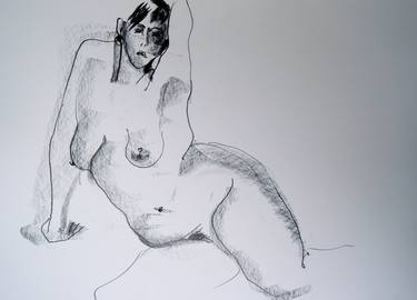 Original Art Deco Nude Drawing by Viktor Rush