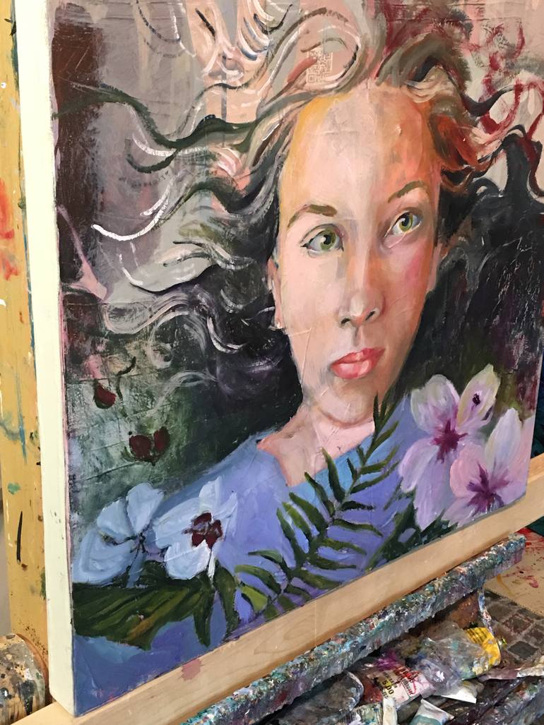 Original Impressionism People Painting by Julia Hacker