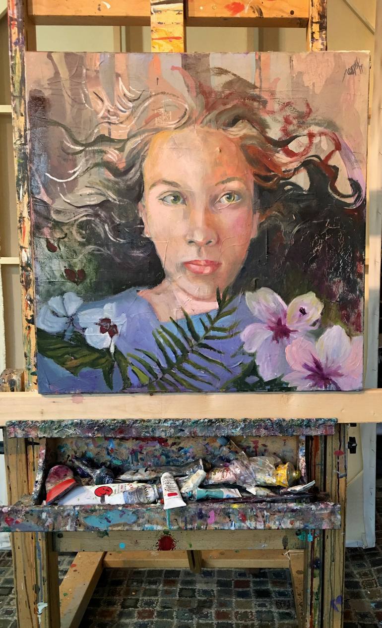 Original Impressionism People Painting by Julia Hacker