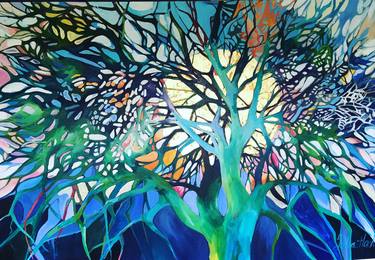 Print of Abstract Expressionism Tree Paintings by Julia Hacker