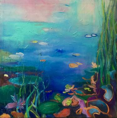 Water.Pond oil painting by Julia Hacker thumb