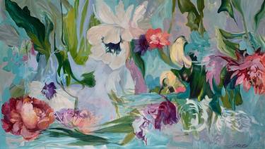 Print of Abstract Expressionism Floral Paintings by Julia Hacker