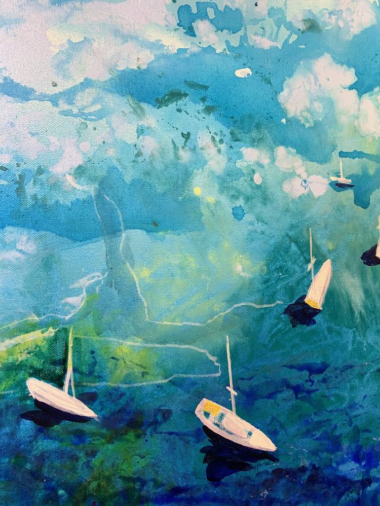 Original Fine Art Boat Painting by Julia Hacker