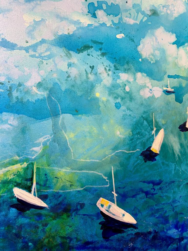 Original Impressionism Boat Painting by Julia Hacker