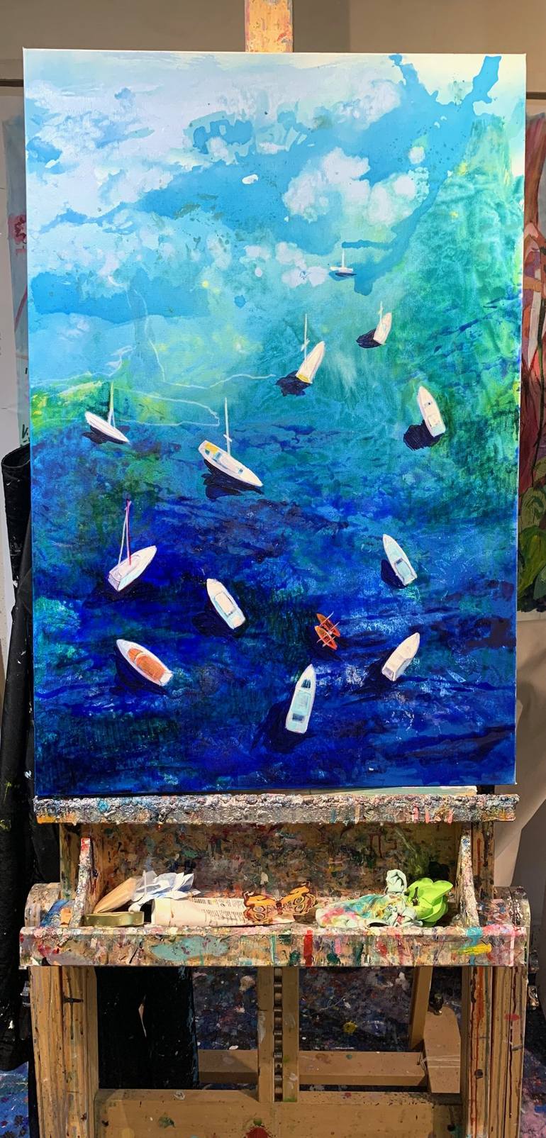 Original Fine Art Boat Painting by Julia Hacker