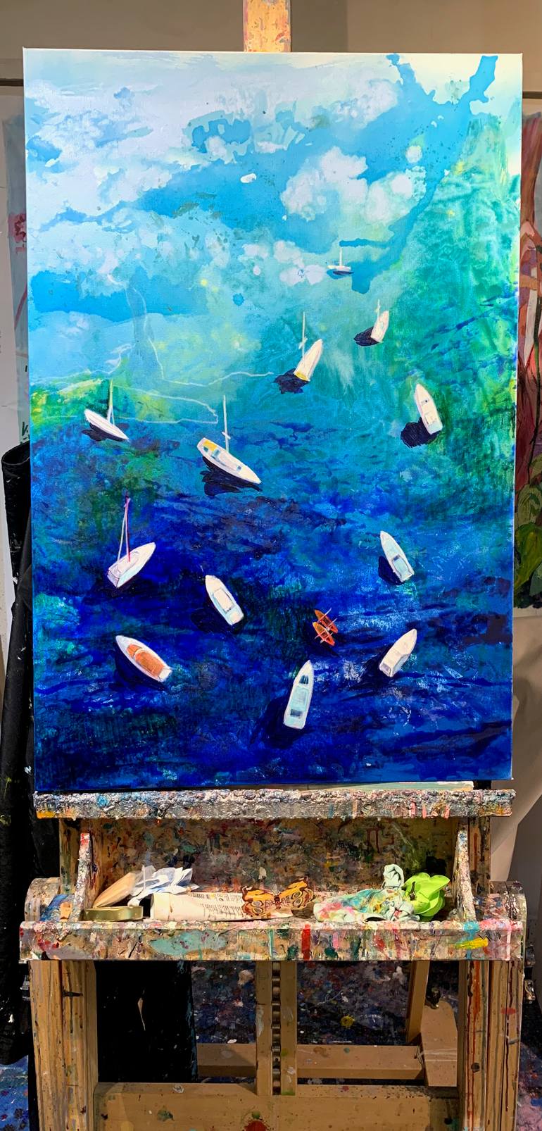 Original Impressionism Boat Painting by Julia Hacker