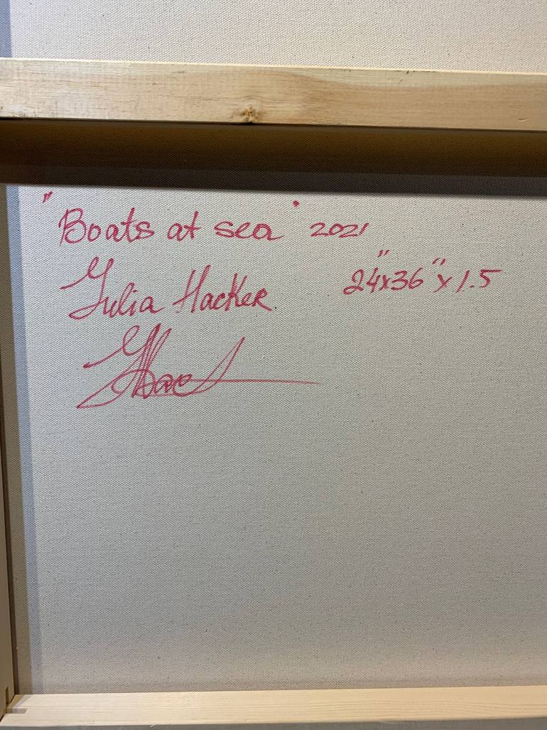 Original Impressionism Boat Painting by Julia Hacker