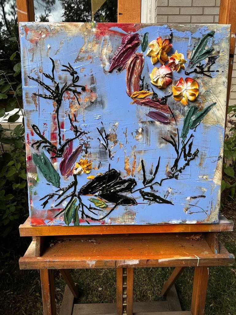 Original Abstract Expressionism Floral Painting by Julia Hacker