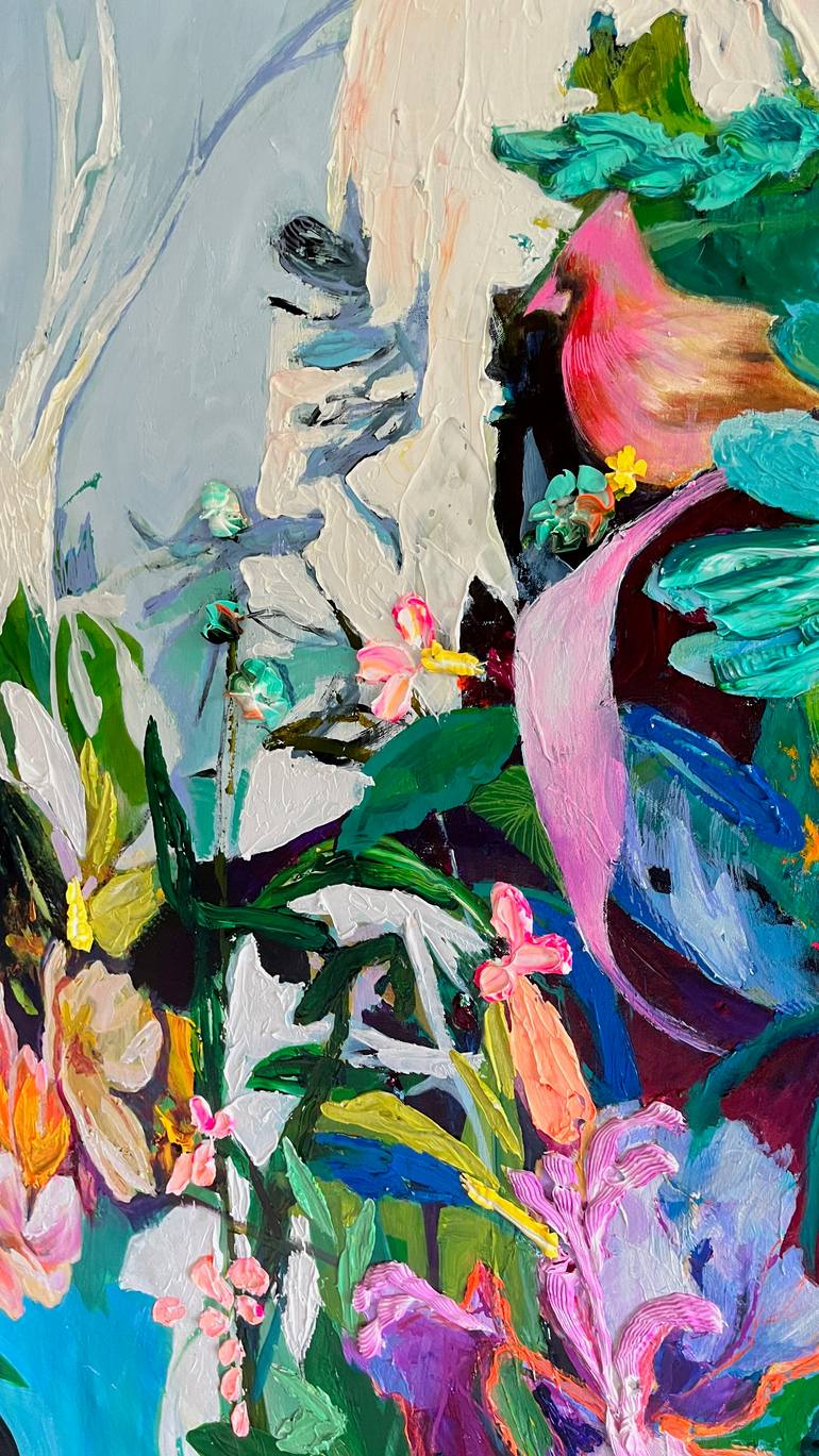 Original Abstract Expressionism Garden Painting by Julia Hacker
