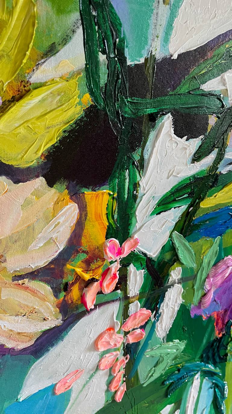 Original Abstract Expressionism Garden Painting by Julia Hacker