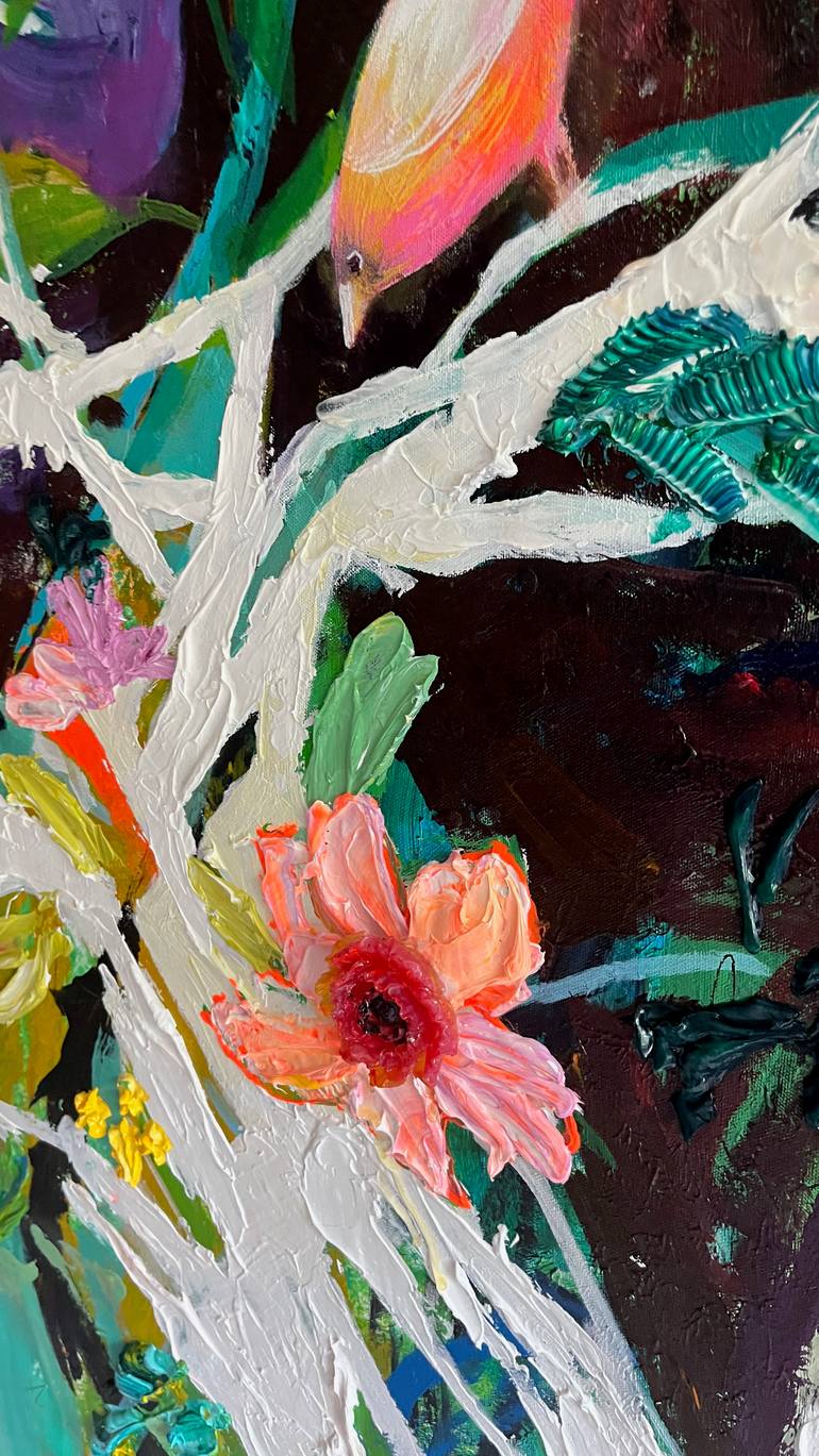 Original Abstract Expressionism Garden Painting by Julia Hacker