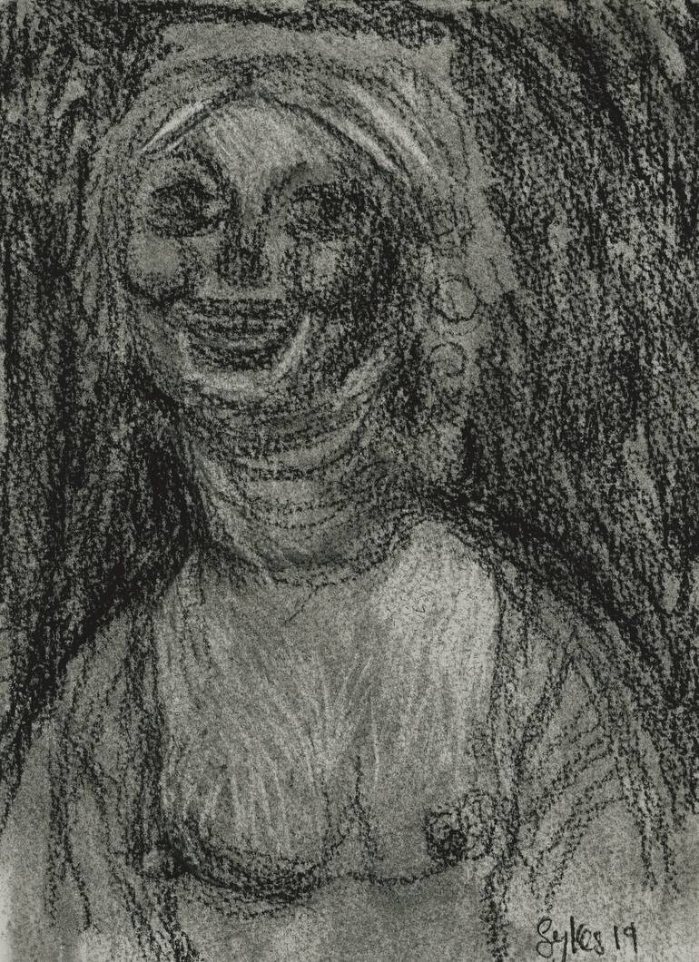 SMILING WOMAN WITH BARE BREASTS Drawing by Helen Sykes | Saatchi Art