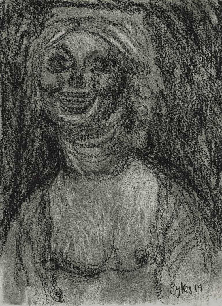 SMILING WOMAN WITH BARE BREASTS Drawing by Helen Sykes | Saatchi Art