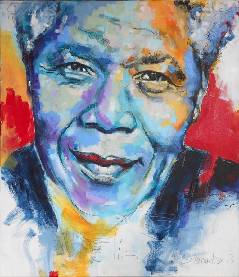 Nelson Mandela Painting by Michaela Steinacher | Saatchi Art