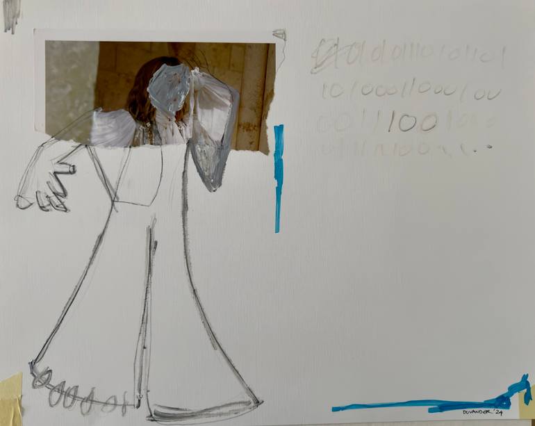 Original Fashion Mixed Media by Martin Duvander | Modernism Art on Canvas | Study of a Woman