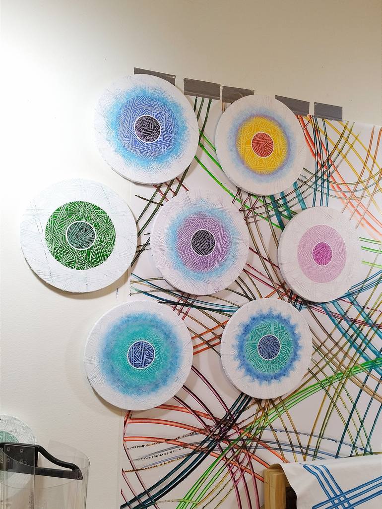 Original Abstract Geometric Painting by Para Skevi