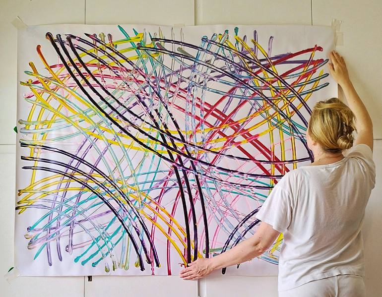 Original Abstract Geometric Painting by Para Skevi
