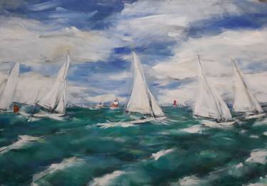 Print of Impressionism Sailboat Paintings by Marcus Penido