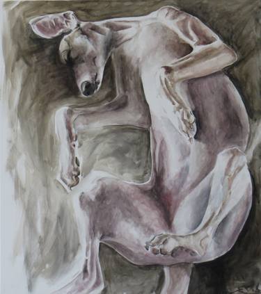 Original Figurative Dogs Paintings by Sabina Sinko