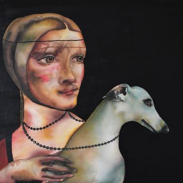 "Lady with Whippet" after L. da Vinci thumb