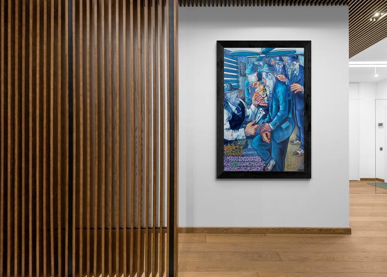 Original Cubism Men Painting by Marc Ferrero