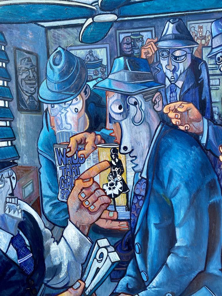 Original Cubism Men Painting by Marc Ferrero