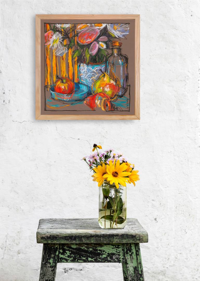 Original Expressionism Still Life Drawing by Tatiana Ivchenkova