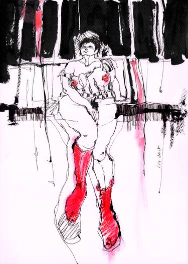 Original Expressionism Nude Drawings by Tatiana Ivchenkova