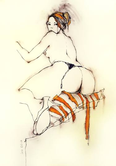 Print of Expressionism Nude Drawings by Tatiana Ivchenkova