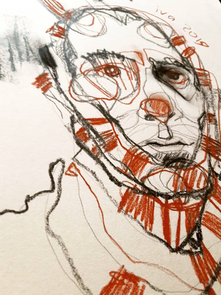 Original Expressionism People Drawing by Tatiana Ivchenkova