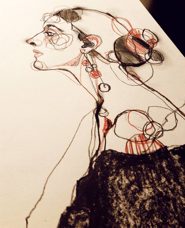 Original Expressionism Women Drawing by Tatiana Ivchenkova