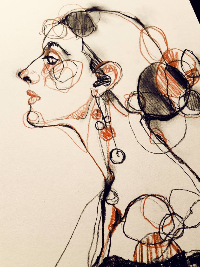 Original Expressionism Women Drawing by Tatiana Ivchenkova