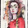 Original drawing, watercolor, ink, pierre noire on handmade paper, 55x37.5 cm, 2020