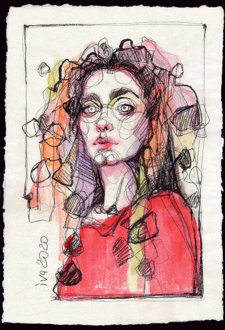 Original Expressionism Women Drawing by Tatiana Ivchenkova