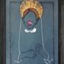 Mixed media (pierre noire, oil pastels and acrylic "gold") on paper Pastelmat, 70x50 cm, 2020.