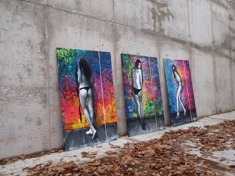 Original Street Art Women Painting by AC ONE