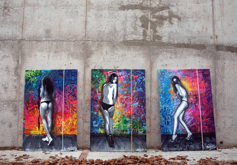 Original Street Art Women Painting by AC ONE