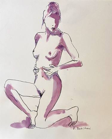 Original Fine Art Nude Drawings by Faustine Badrichani