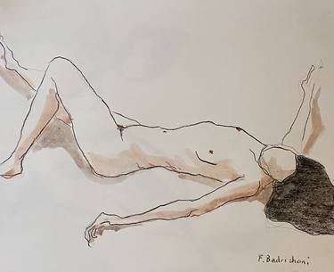 Original Figurative Nude Drawings by Faustine Badrichani