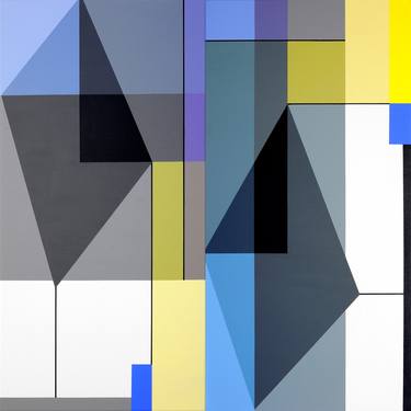 Original Abstract Geometric Painting by István JARMECZKY